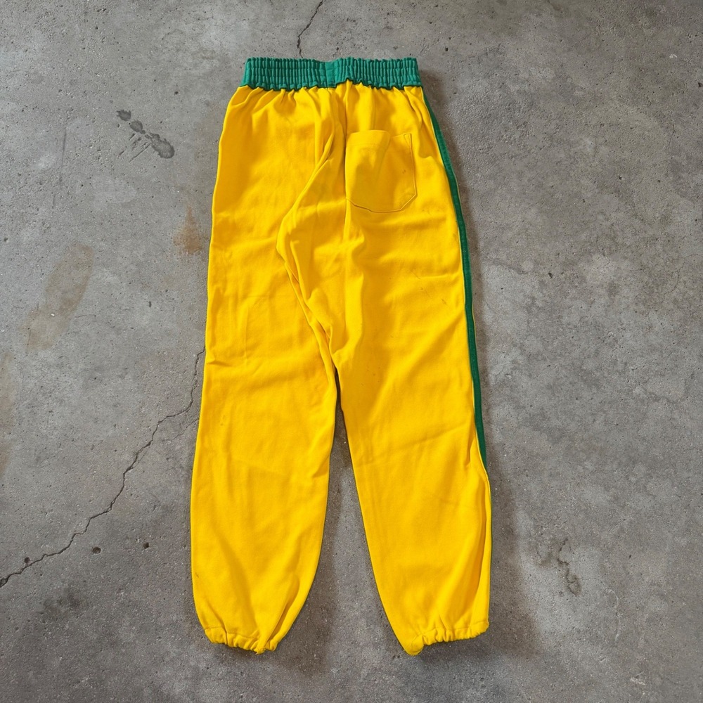 Vintage 70s De Long Football Pants Men Large Yellow Green Side Stripe Joggers - Picture 8 of 8